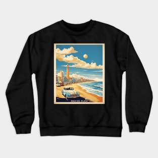 Beaches of Mar del Plata Argentina Vintage Tourism Poster Crewneck Sweatshirt